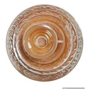 Fire King Peach Luster Laurel Leaf place setting
